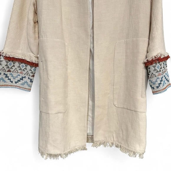 Zara NWOT Open Southwestern “Tribal Linen Coat” - Picture 4 of 5